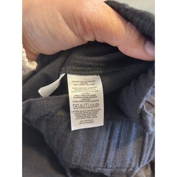 Ann Taylor Loft Women's Size Medium Pants Black Linen Blend Wide Leg Pull On - Picture 5 of 8